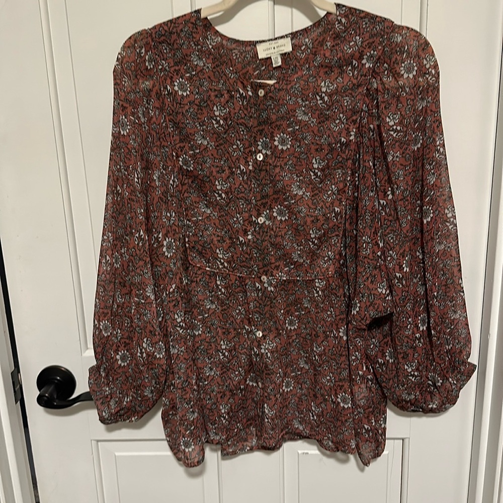 Lucky Brand sheer peasant top